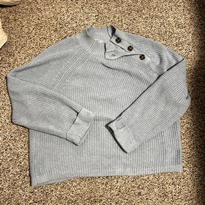 Baby Blue Cotton Blend Sweater